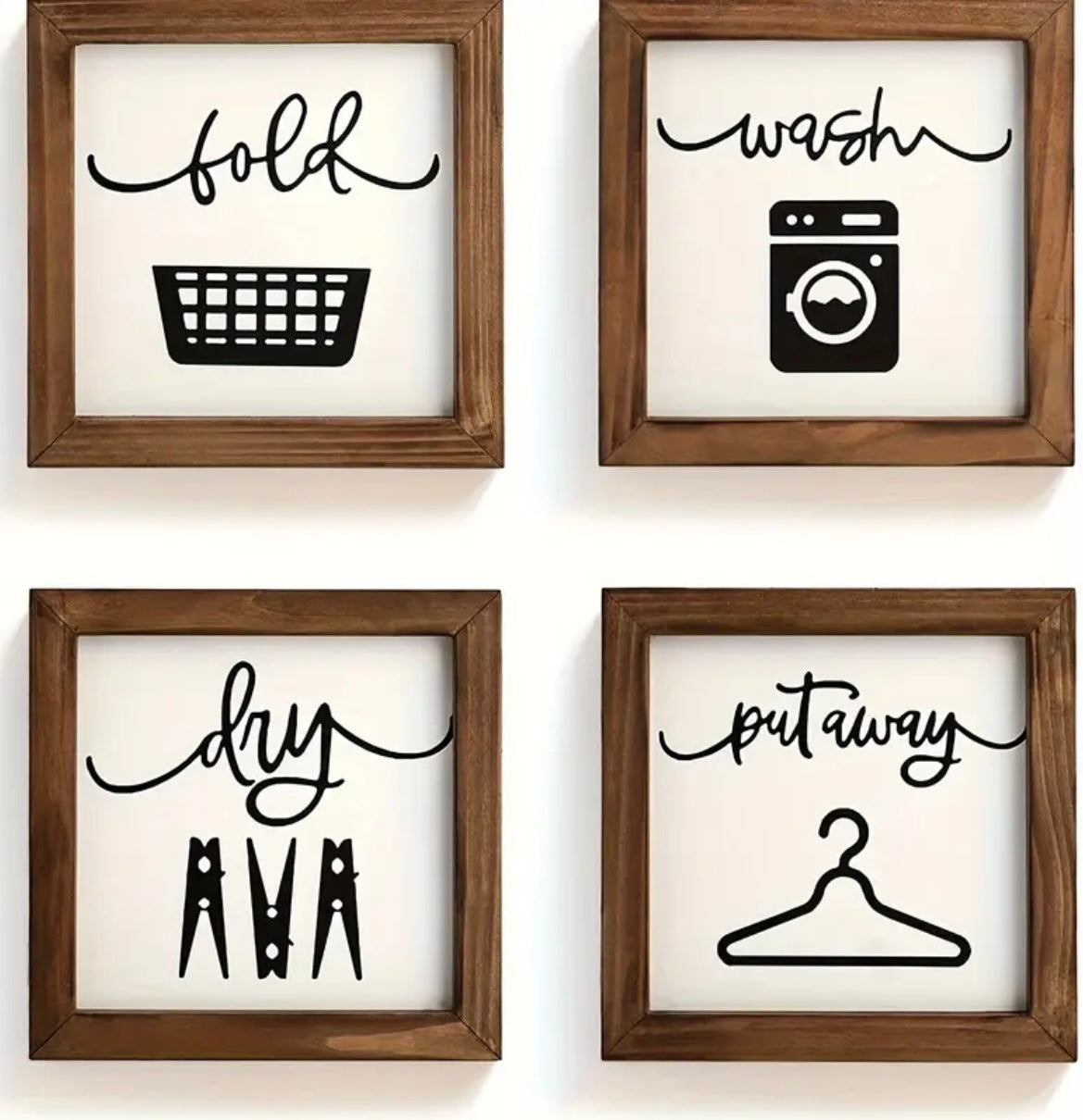 4pcs Laundry Wooden Signs