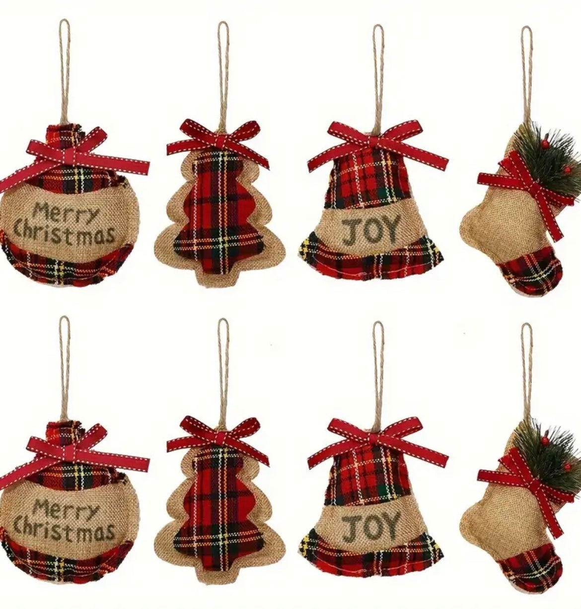 Traditional Print Hessian Tree Decorations