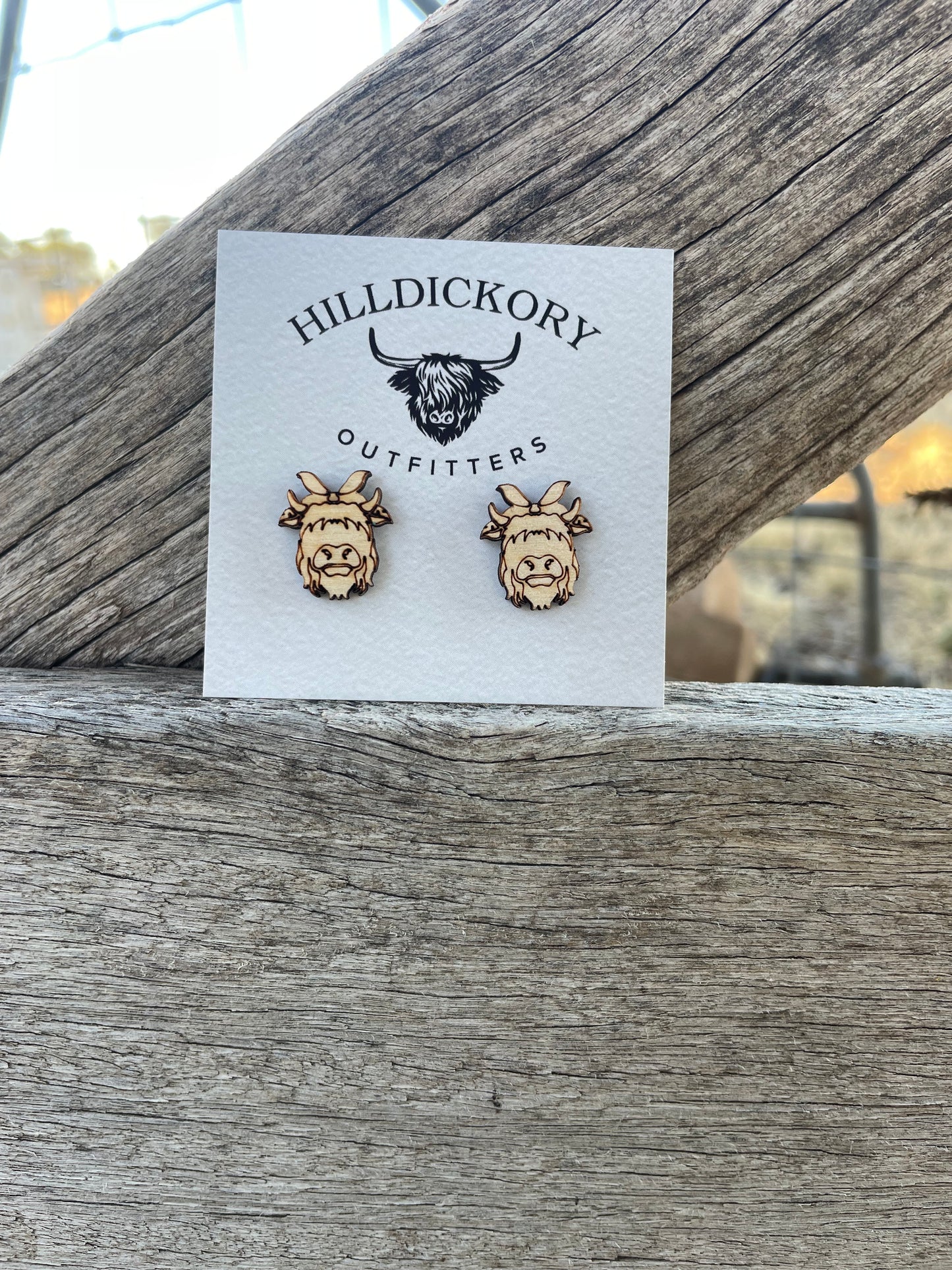 Highland Cow ~ Wooden Studs