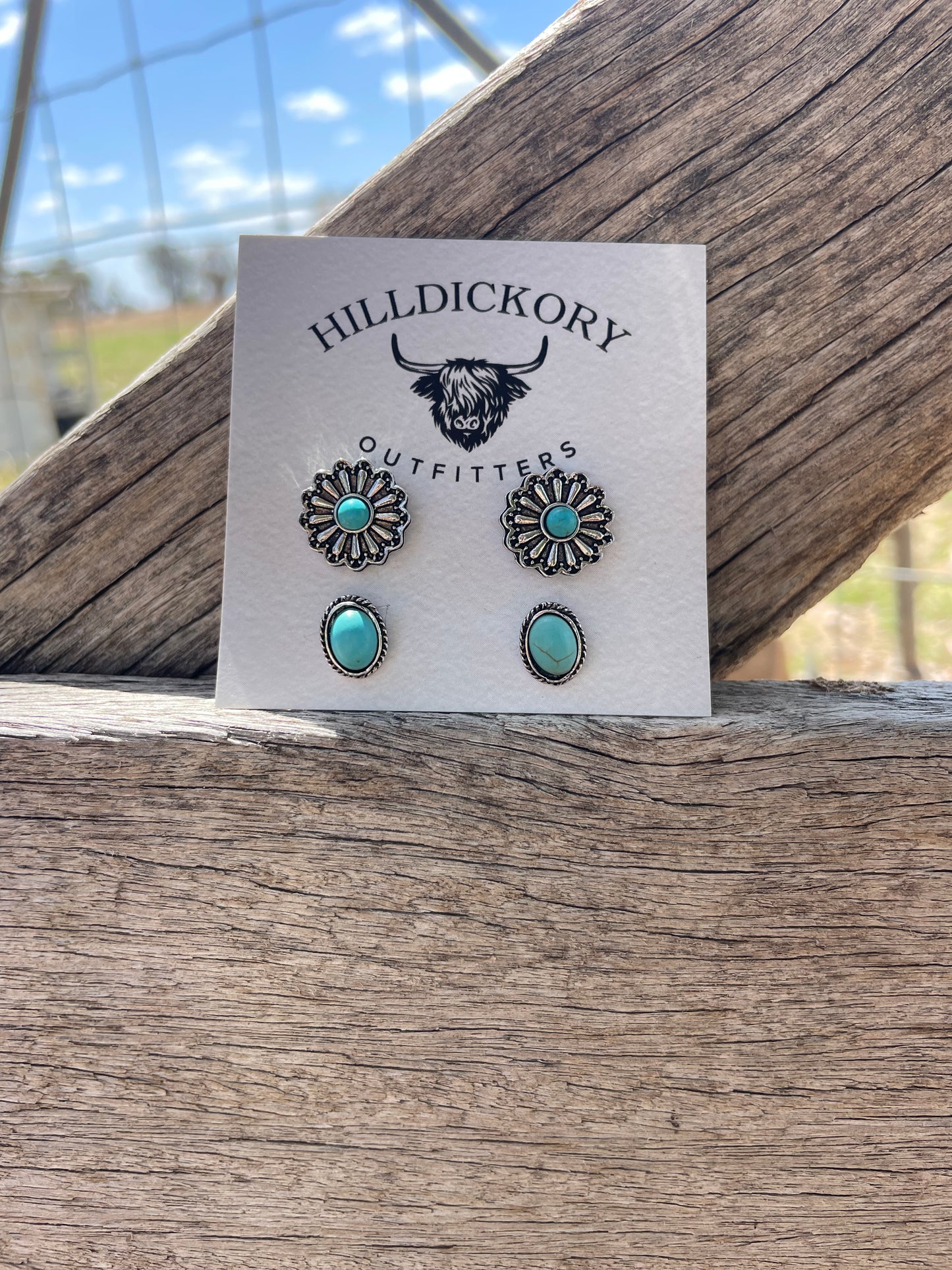 Turquoise and Silver Concho stud set